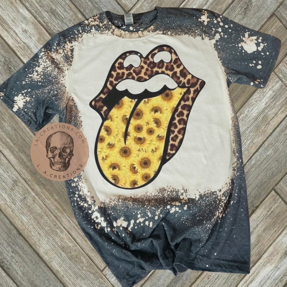 Cheetah Sunflower Bleached Tee - Picture 1 of 1